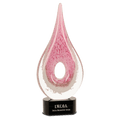 12" Pink Round Window Raindrop Art Glass