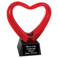 6 1/2" Red Heart Art Glass with Black Base
