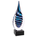 12" Blue, White & Black Twisted Rain Drop