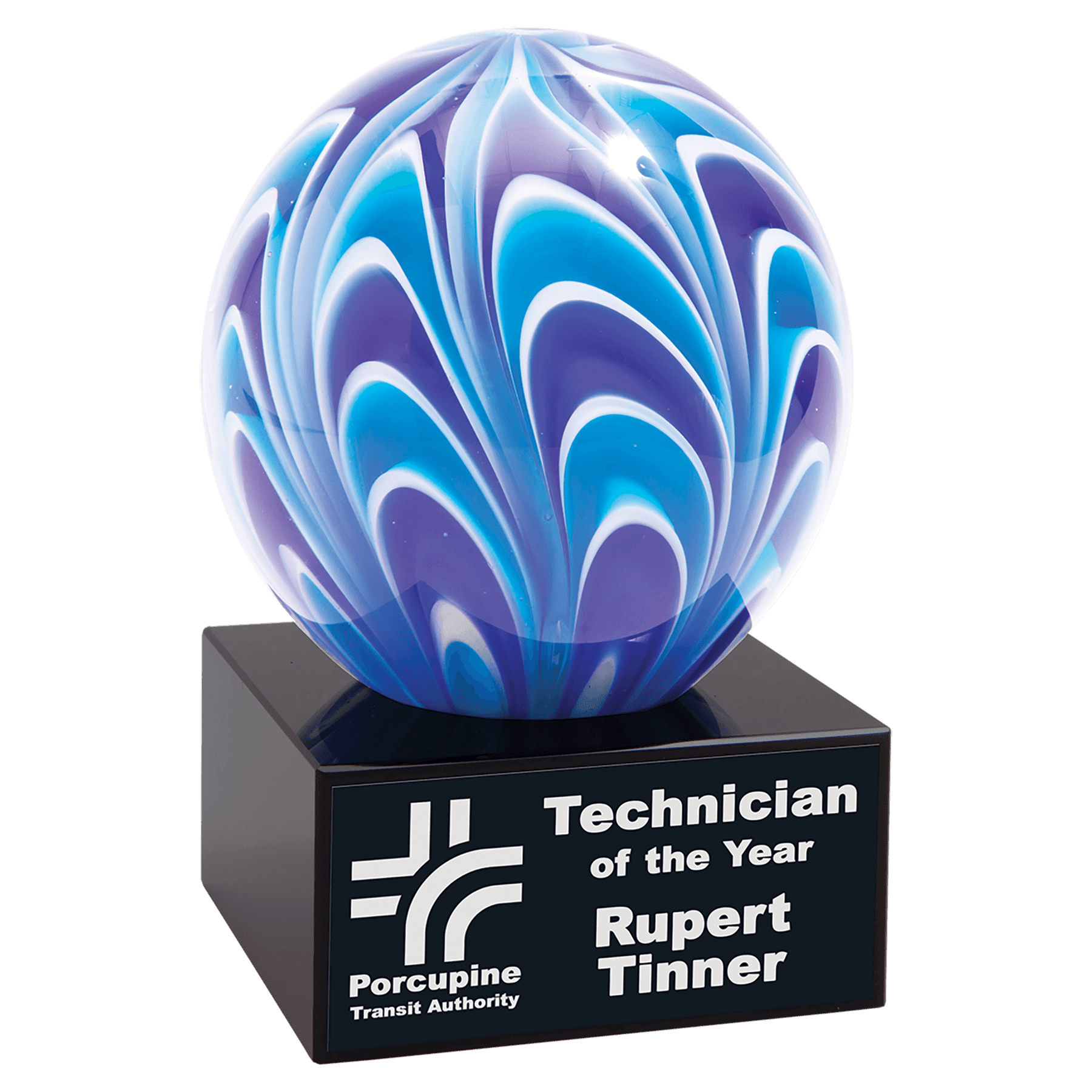Blue & White 5" Two-Tone Sphere