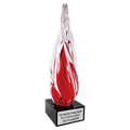12" Red Twisted Spire with Black Base