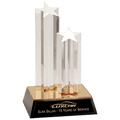 9 1/2" Clear Double Star Column Acrylic with Gold/Black Base