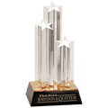 11 3/4" Clear Triple Star Column Acrylic with Gold/Black Base