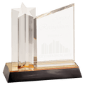 7" Clear Star Column Acrylic with Clear Plaque and Gold/Black Base