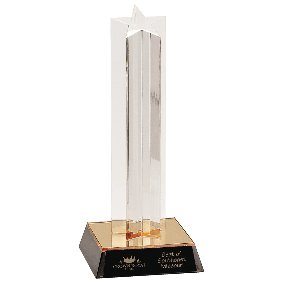 9" Clear Single Star Column Acrylic with Gold/Black Base