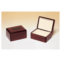 5 5/8" x 4 3/8" Rosewood Piano Finish Jewelry Box with Beige Felt Lining and Laserable Black Brass Plate