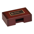 4 3/8" x 2 7/8" Rosewood Finish Business Card Box with Laserable Black Brass Plate