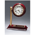 7" x 9" Rail Station Style Desk Clock on Rosewood Finish High Gloss Base, Black Plate