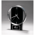 5 5/8" x 7 3/4" Modern Design Clock with Brushed Silver Bezel, Black High Gloss Base, Black Plate