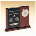 6 3/4" x 8 1/2" Rosewood Piano Finish Clock with Two Engraving Plates to Accomodate Extra Copy