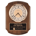 10 1/2" x 13" Walnut Quartz Clock, Brass Diamond Spun Bezel, Glass Lens, Ivory Dial, Plate