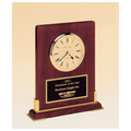 8 3/8" x 10" Desktop Clock, Rosewood Piano Finish Wood with Gold Metal Accents with Black Plate