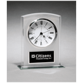 5" x 6 1/4" Glass Clock with Frosted Top, Polished Edge and Base with Black Plate