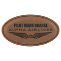 3 1/4" x 1 3/4" Laserable Leatherette Oval Badge Blank with Magnet