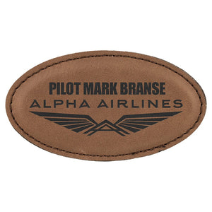 3 1/4" x 1 3/4" Laserable Leatherette Oval Badge Blank with Magnet
