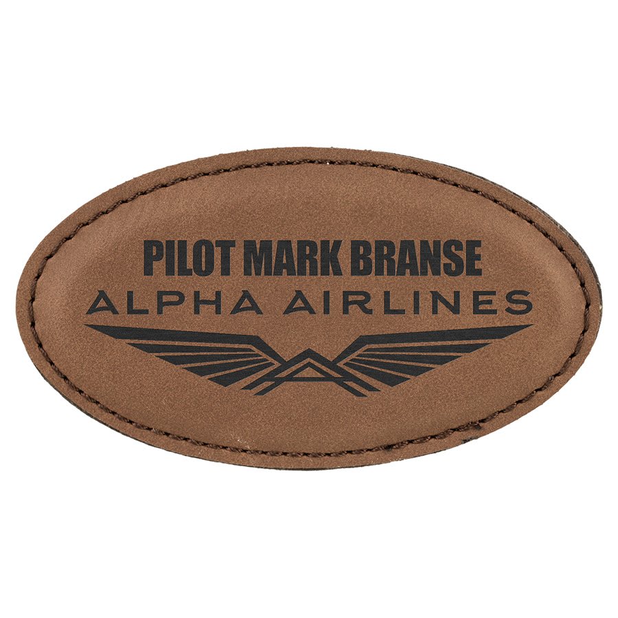 3 1/4" x 1 3/4" Laserable Leatherette Oval Badge Blank with Magnet