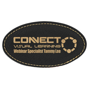 3 1/4" x 1 3/4" Laserable Leatherette Oval Badge Blank with Magnet