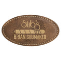 3 1/4" x 1 3/4" Rustic/ Laserable Leatherette Oval Badge Blank with Magnet