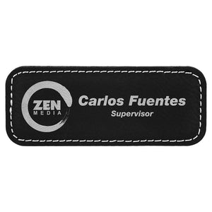 3 1/4" x 1 1/4" Laserable Leatherette Badge Blank with Magnet