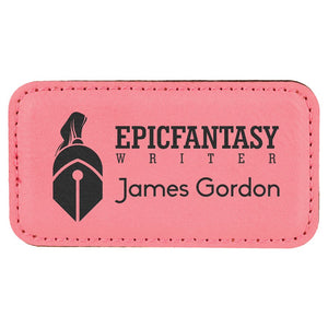 Pink 3 1/4" x 1 3/4" Laserable Leatherette Badge Blank with Magnet