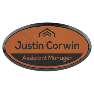 Rawhide 3" x 1 1/2" Laserable Leatherette Oval Badge & Frame