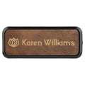 3" x 1" Rustic/ Laserable Leatherette Round Corner Badge & Frame