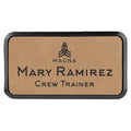 Light Brown 3" x 1 1/2" Laserable Leatherette Round Corner Badge & Frame