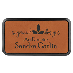 Rawhide 3" x 1 1/2" Laserable Leatherette Round Corner Badge & Frame
