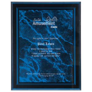 Blue 7" x 9" Marble Border -Plaq Acrylic