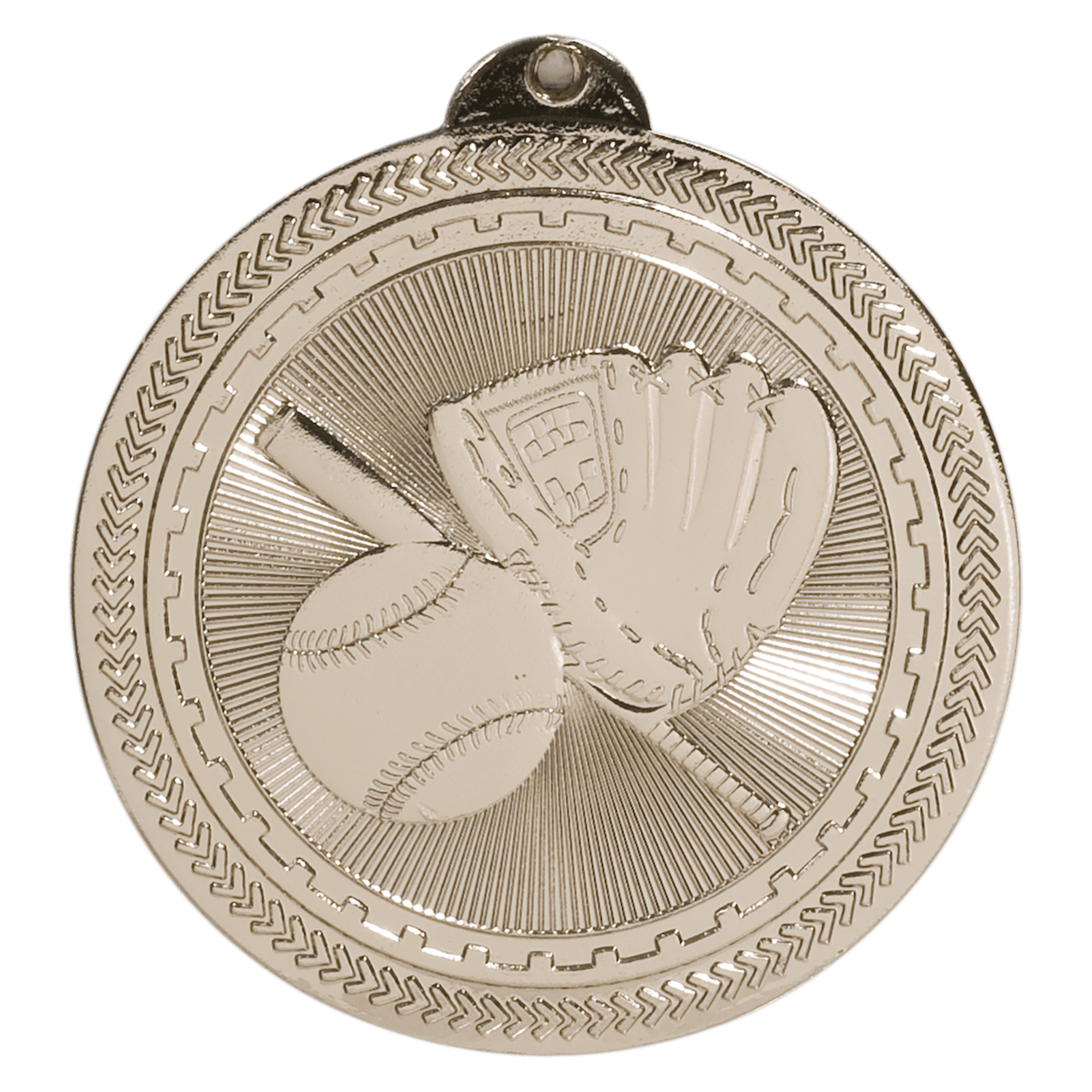 Bright Silver 2" Baseball/Softball Laserable BriteLazer Medal