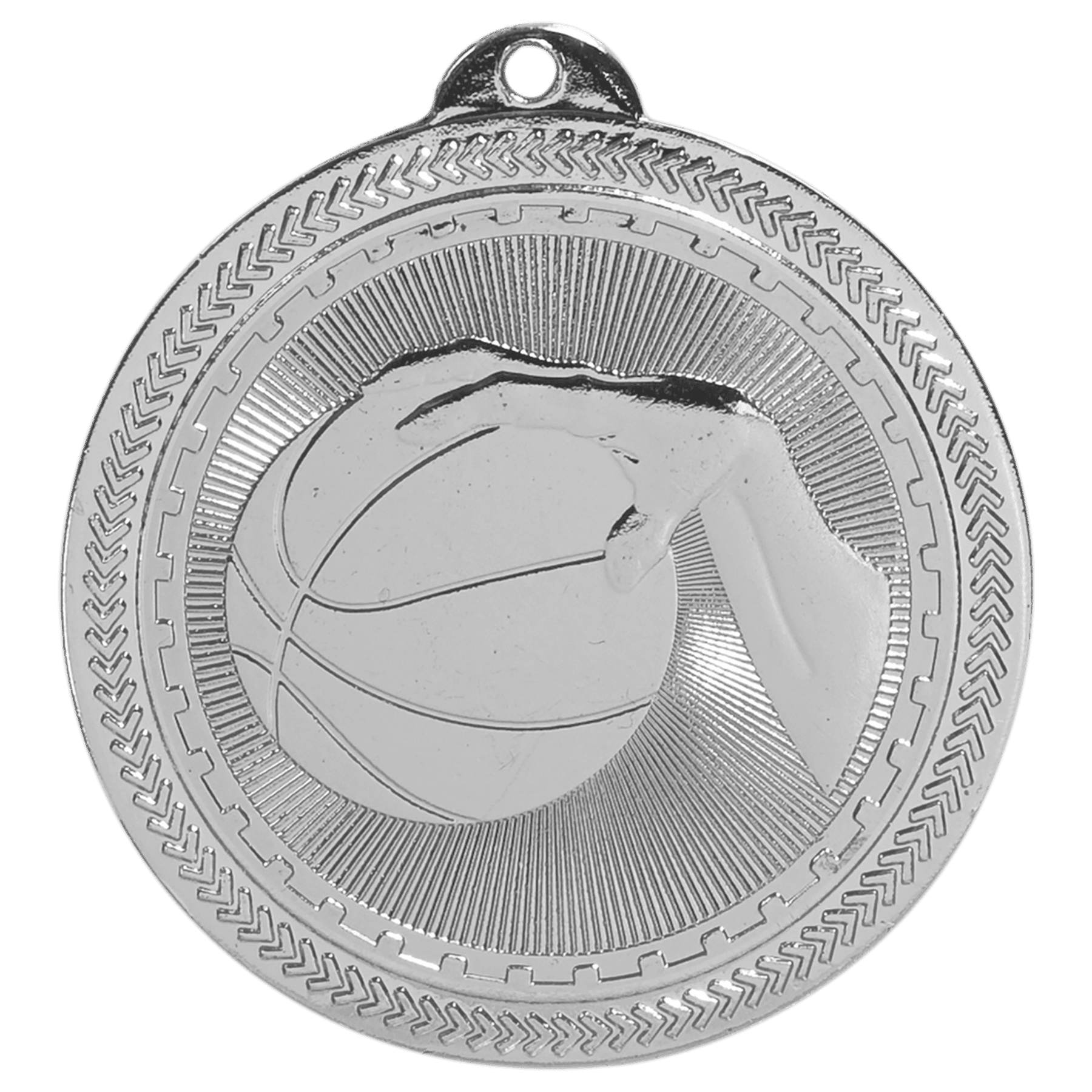 Bright Silver 2" Basketball Laserable BriteLazer Medal