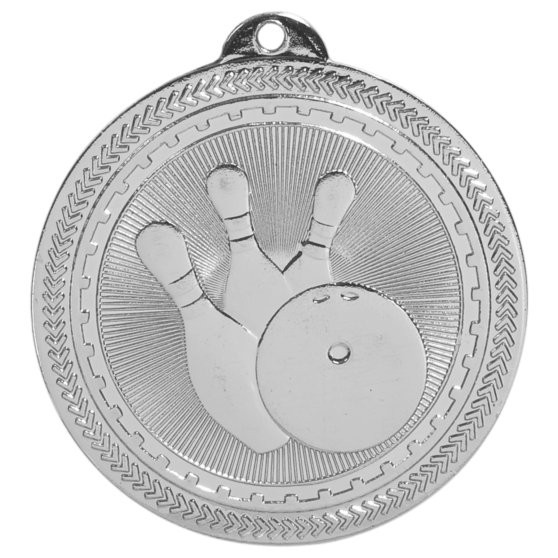 Bright Silver 2" Bowling Laserable BriteLazer Medal