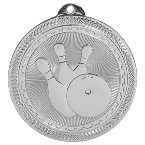Bright Silver 2" Bowling Laserable BriteLazer Medal