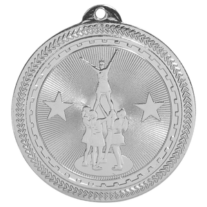 Bright Silver 2" Competitive Cheer Laserable BriteLazer Medal