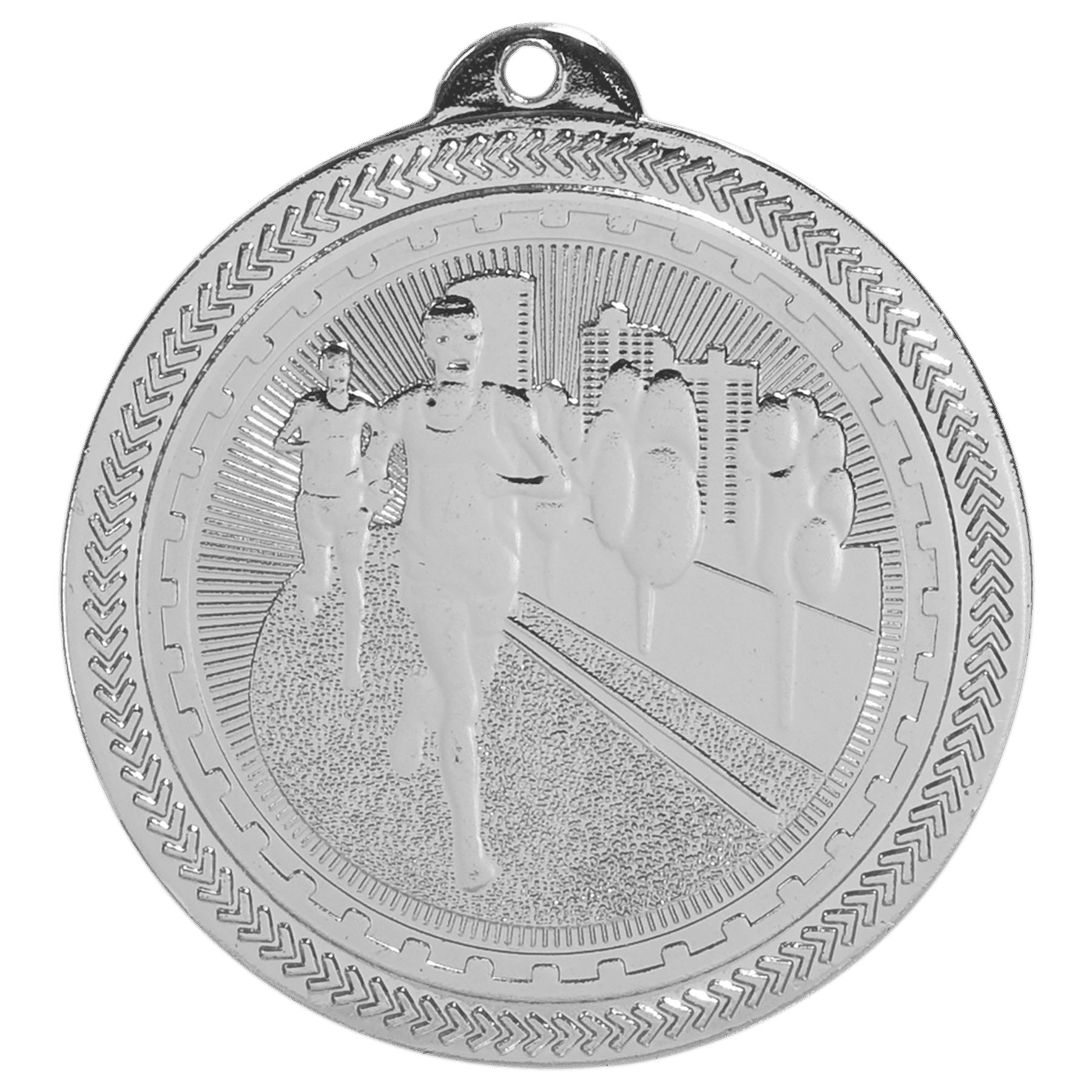 Bright Silver 2" Cross Country Laserable BriteLazer Medal