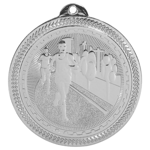Bright Silver 2" Cross Country Laserable BriteLazer Medal