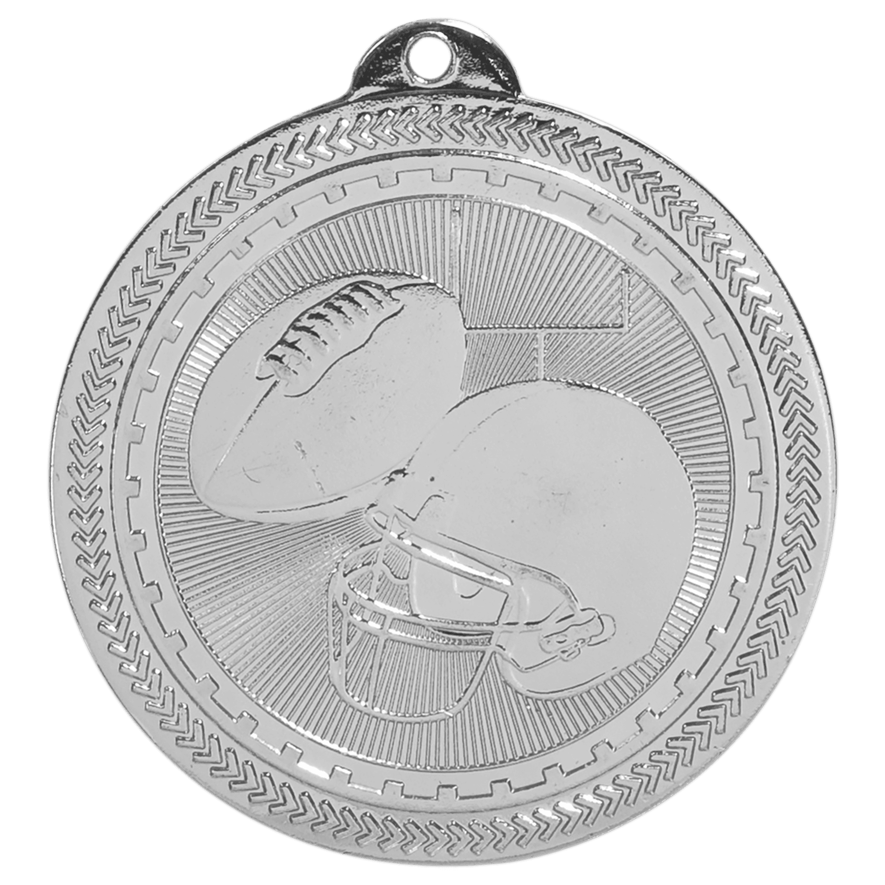 Bright Silver 2" Football Laserable BriteLazer Medal
