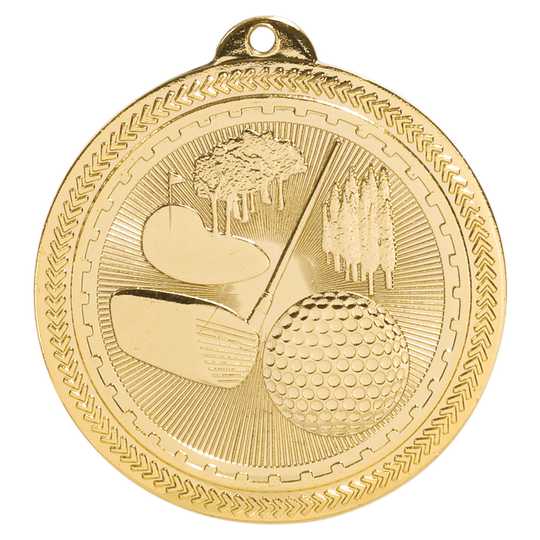 Bright Gold 2" Golf Laserable BriteLazer Medal