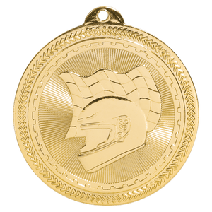Bright Gold 2" Racing Laserable BriteLazer Medal