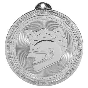 Bright Silver 2" Racing Laserable BriteLazer Medal