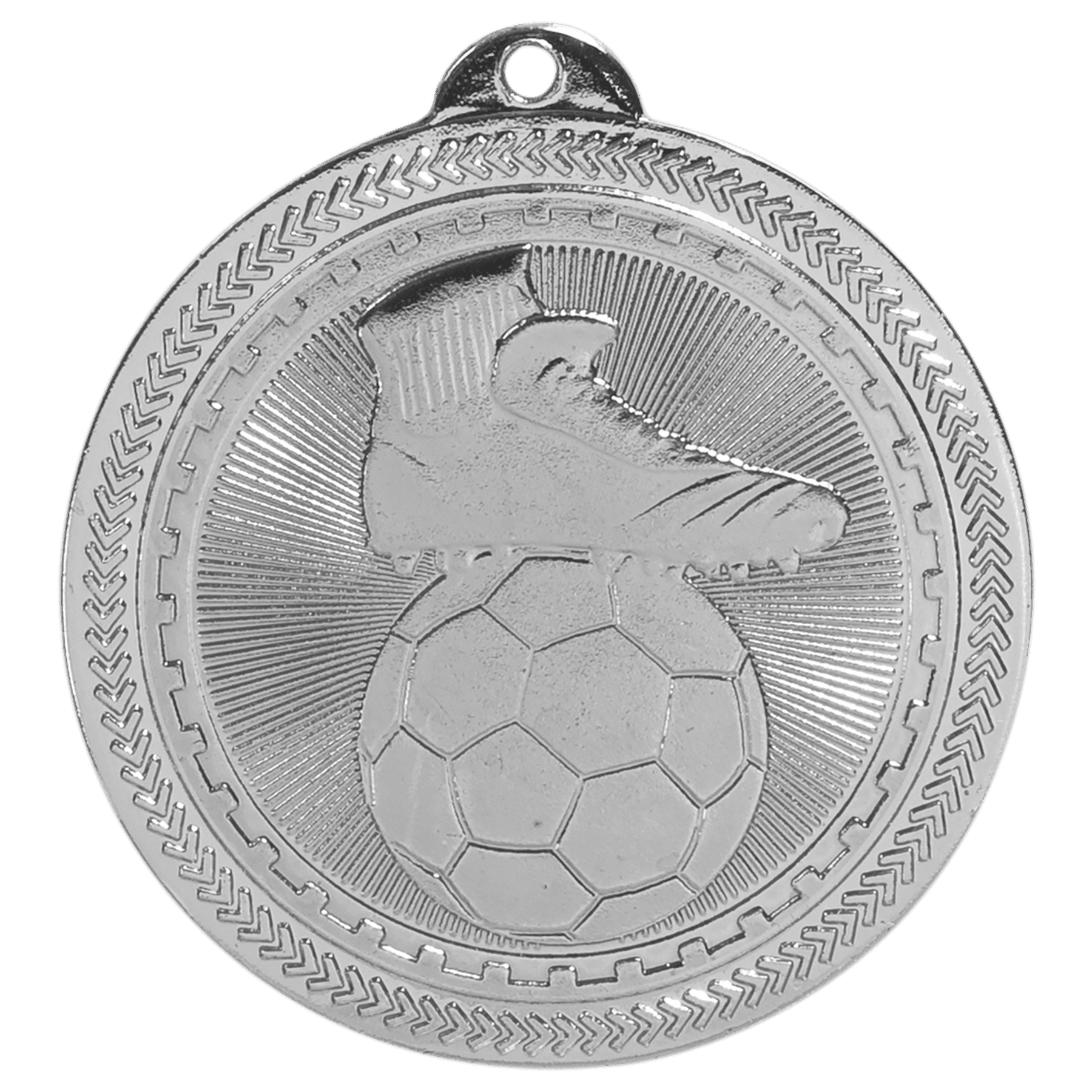 Bright Silver 2" Soccer Laserable BriteLazer Medal
