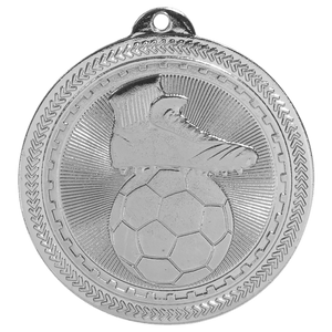 Bright Silver 2" Soccer Laserable BriteLazer Medal