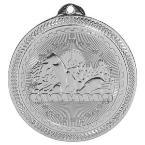 Bright Silver 2" Swimming Laserable BriteLazer Medal
