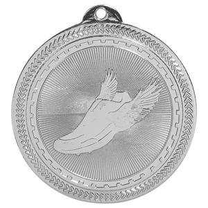 Bright Silver 2" Track Laserable BriteLazer Medal