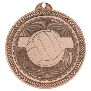 Antique Bronze 2" Volleyball Laserable BriteLazer Medal
