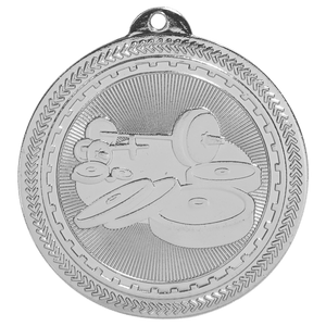 Bright Silver 2" Weightlifting Laserable BriteLazer Medal