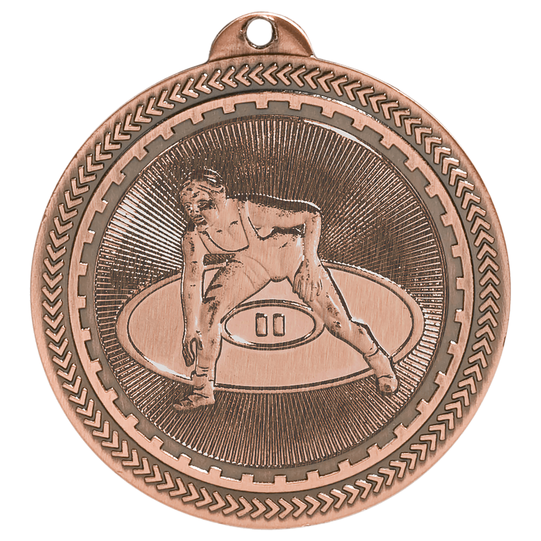 Antique Bronze 2" Wrestling Laserable BriteLazer Medal