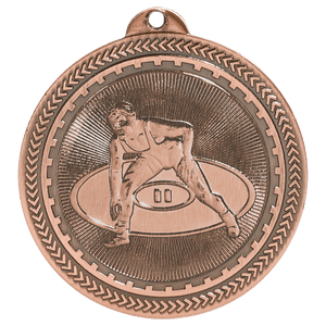 Antique Bronze 2" Wrestling Laserable BriteLazer Medal