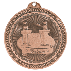 Antique Bronze 2" Debate Laserable BriteLazer Medal