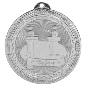 Bright Silver 2" Debate Laserable BriteLazer Medal